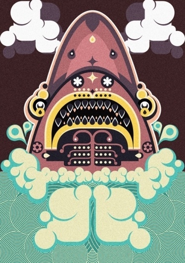 Jonny Wan Illustration #print #illustration #poster #graphic #patterns #water #jaws #jonny wan