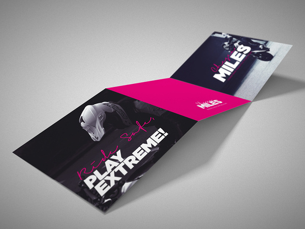 Identity and branding / Streetbike freestyle stunt rider flyer 2 #uv #pink #print #flyer #bold #freestyle #stunt #photography #bike #stock #rider