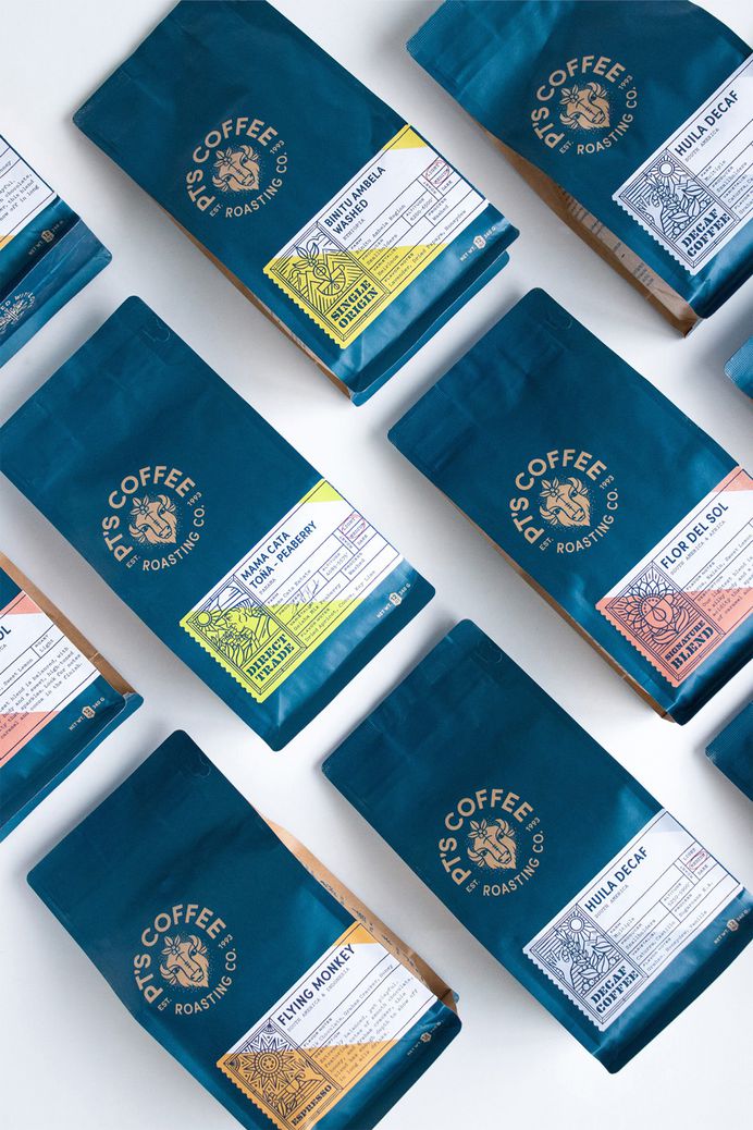 New Logo, Identity, and Packaging for PT's Coffee Roasting Co. by Carpenter Collective