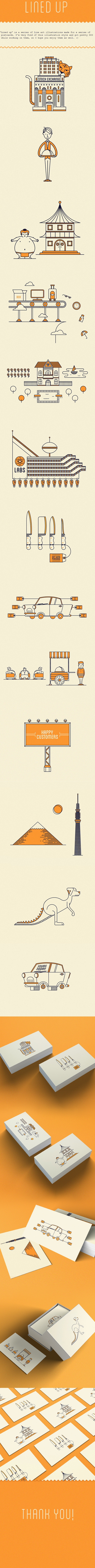 Set of line art illustrations. #illustration #business card #character #line art