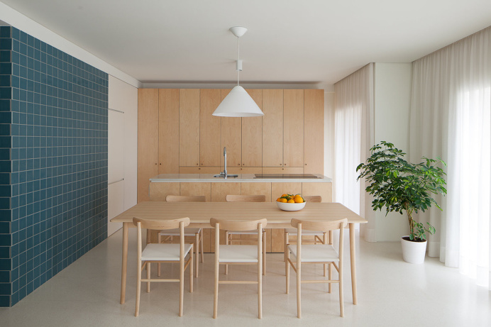 Forte Apartment #kitchen #dining #birch #wood #tile