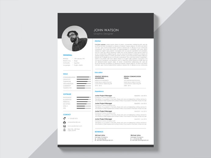 Free Creative Black and White Resume Template