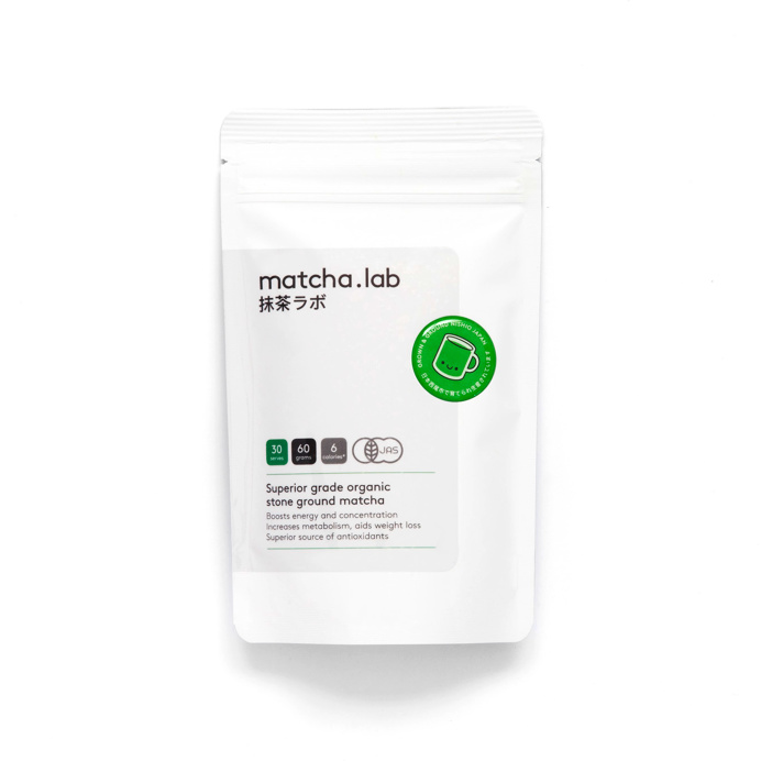 Minimal Japanese with a 3D domed sticker for matcha.lab #packaging #sticker #japanese