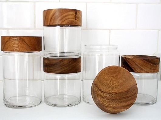 Merchant no. 4 - Wood Glass Canisters - Gift #glass #wood #spots #design