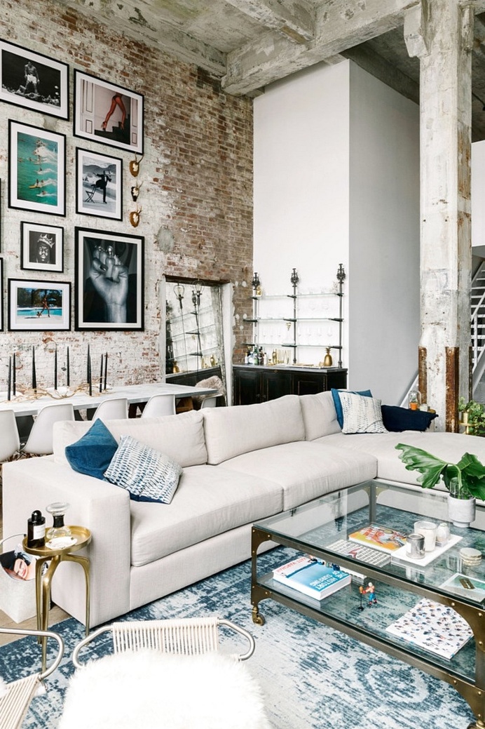 Brooklyn Loft with Aged Brick, Concrete Floors, and Exposed Beams