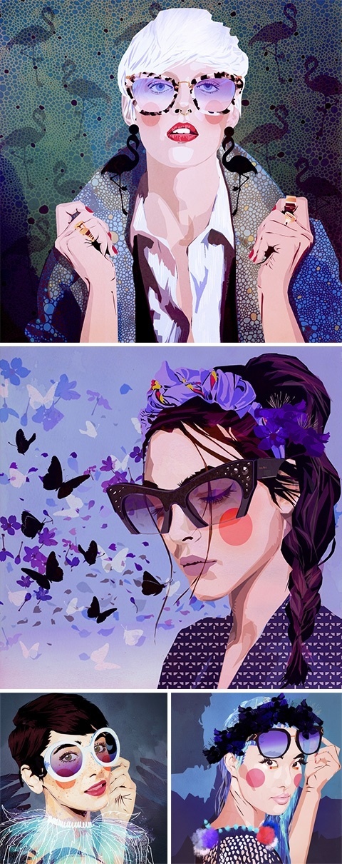 Sunglass Hut chose Mamzelle Poppy for their last Pinterest campaign Sketches of Style, in collaboration with RXM Creative agency. These illu