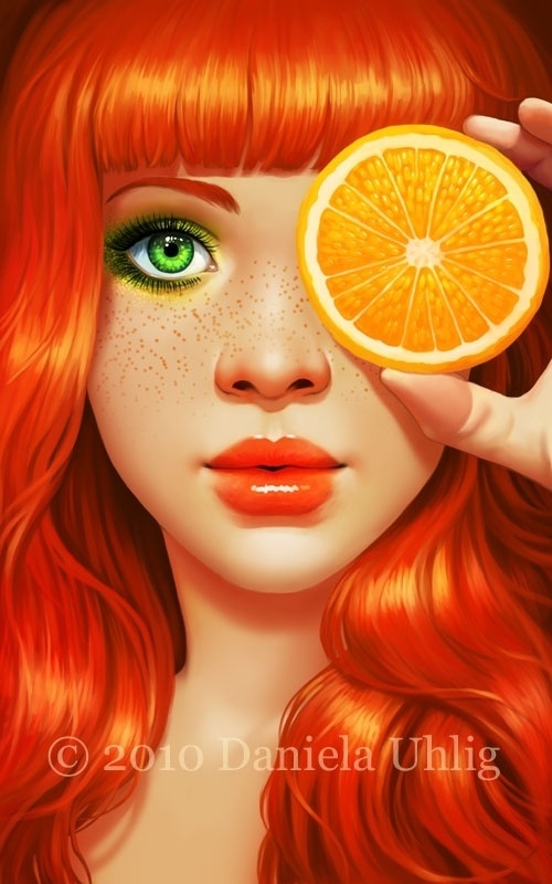 Red Orange by `DanielaUhlig on deviantART #face #illustration #orange #girl
