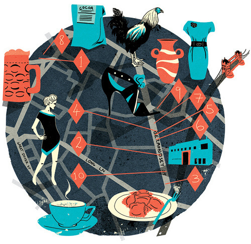 Metropolitan Magazine Edward McGowan / Colagene.com #shopping #city #map #food #illustration #vintage #street