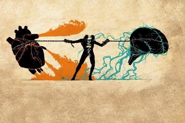 Heart Vs Brain #heart #conflict #brean #torn #illustration #battle #drawing