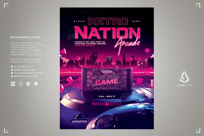 Retro Gaming Flyer 1980s Game Night
