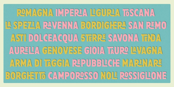 http://bit.ly/pestofresco Pesto Fresco #Font, can be easily combined and overlayed. Take a look at all 28 styles #type #typography 🍃🍃🍃 Available @myfonts Pesto Fresco is a new handwritten lettering system, a font family built by 28 fonts. Based on Screenprint technique, the aim is to get a textured result we can see in many old poster specially designed to be produced with that technology, bringing analog to digital. Overlapping Pesto Fresco Regular with any of the other decorative fonts you will get different graphic effects, so just choose the one fits better with your layout. This font can be used for different purposes from packaging design to web design. The Pesto Fresco posters are inspired by the typical products from the Italian Riviera in Liguria Region, homeland of Pesto, Focaccia and many other delicious delicatessen.