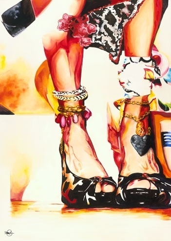 Sex Pot by Tanina Jackson #sexy #woman #legs #colorful #heels #painting