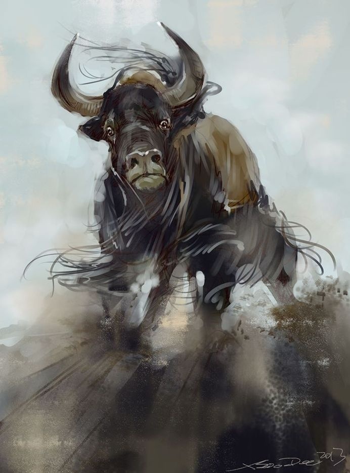 bull - Norman Soo :: The Incredible Photoshop Work of Norman Soo #design #charge #cow #illustration #nature #horns #art #bull #animal #dirt
