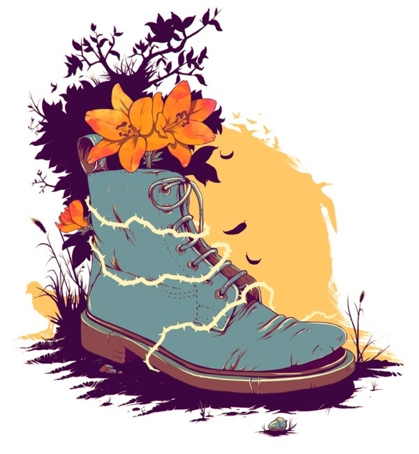 illustration on the Behance Network #print #shirt #illustration #drawn #tee #boot #hand
