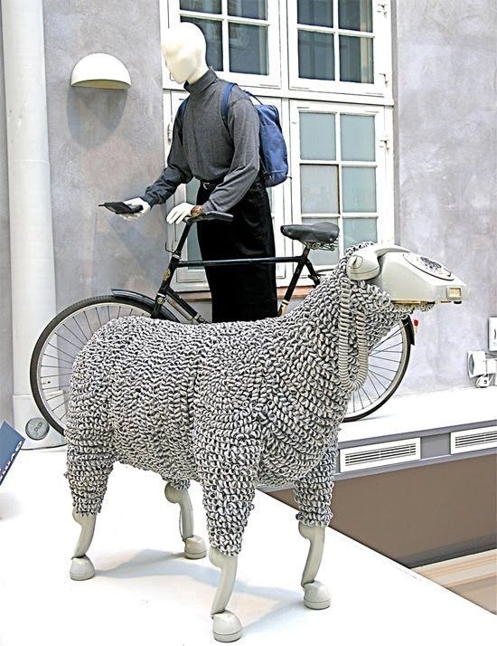 CJWHO ™ (Sheep sculptures made from rotary telephones |...) #creative #amazing #sculpture #design #sheeps #art #telephone #clever