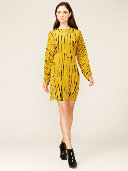 Gemma Crus Silk Keyhole Shift #yellow #dress #silk
