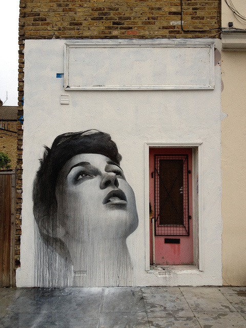 Tina We Salute You. Dalston. May 2012, by Ben Slow #white #woman #mural #black #painting #and #slow #ben