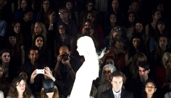 Audience members watch a model during the J. Mendel Spring/Summer 2013 show at New York Fashion Week #model #2012 #photo #reuters #fashion