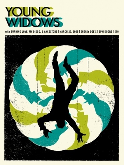 GigPosters.com - Young Widows - Burning Love - My Disco - Ancestors #doublenaut #gig #design #print #screen #illustration #poster