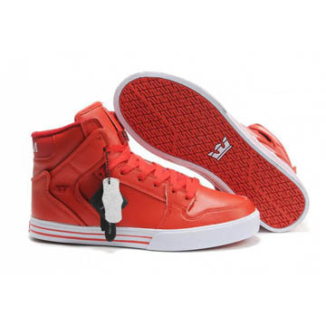 Red White Patent Supra Vaider High Tops Men #shoes