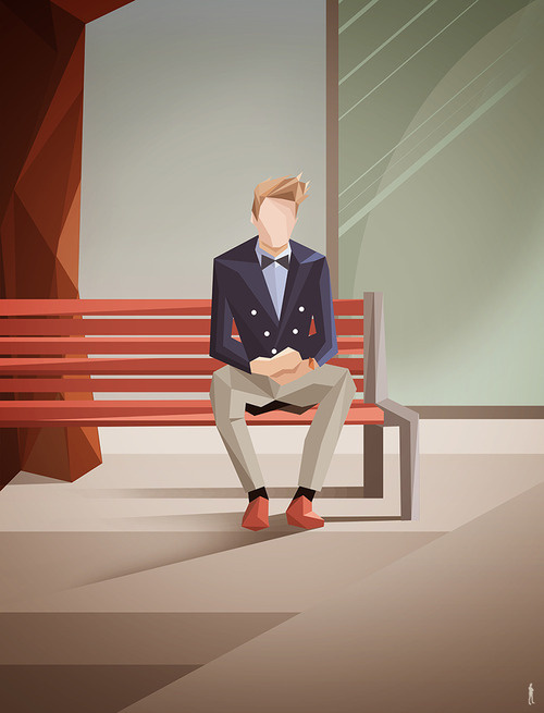 Retro futuristic, cubist reproduction of a fashion photographyPart of my project; #illustration