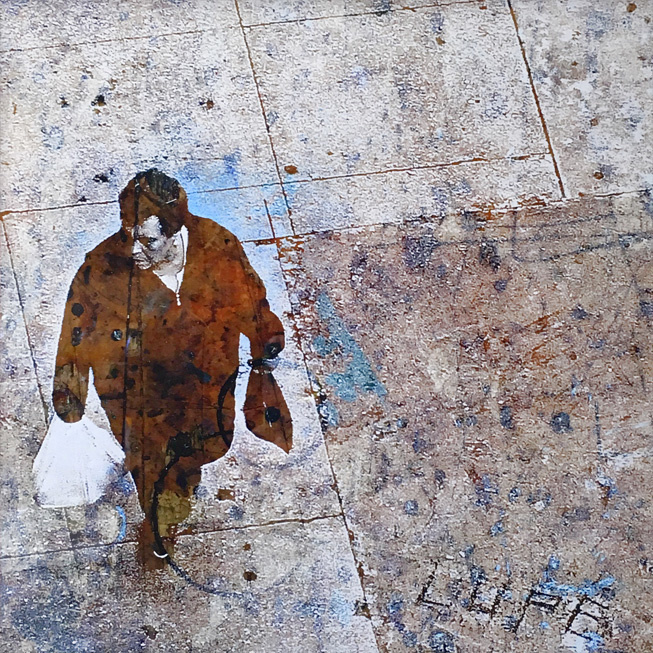 Lupe by Eyeone, 2015 | 24" x 24" | Mixed media on wood #eyeone #mixed media #printmaking #art