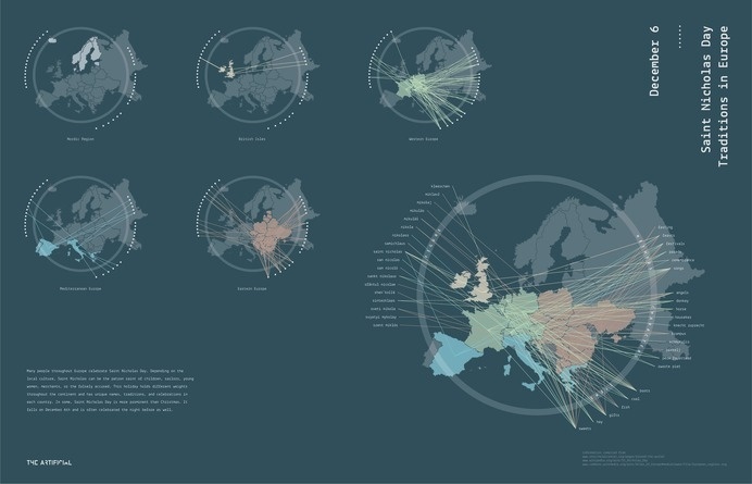 Saint Nicholas Day Visualization #nicholas #map #christmas #data #holiday #visualization #st #europe