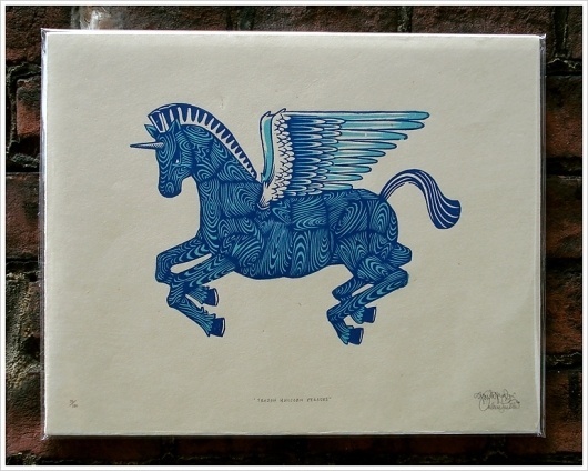 Tugboat Printshop: #woodcut #unicorn #pegasus #tugboat #trojan