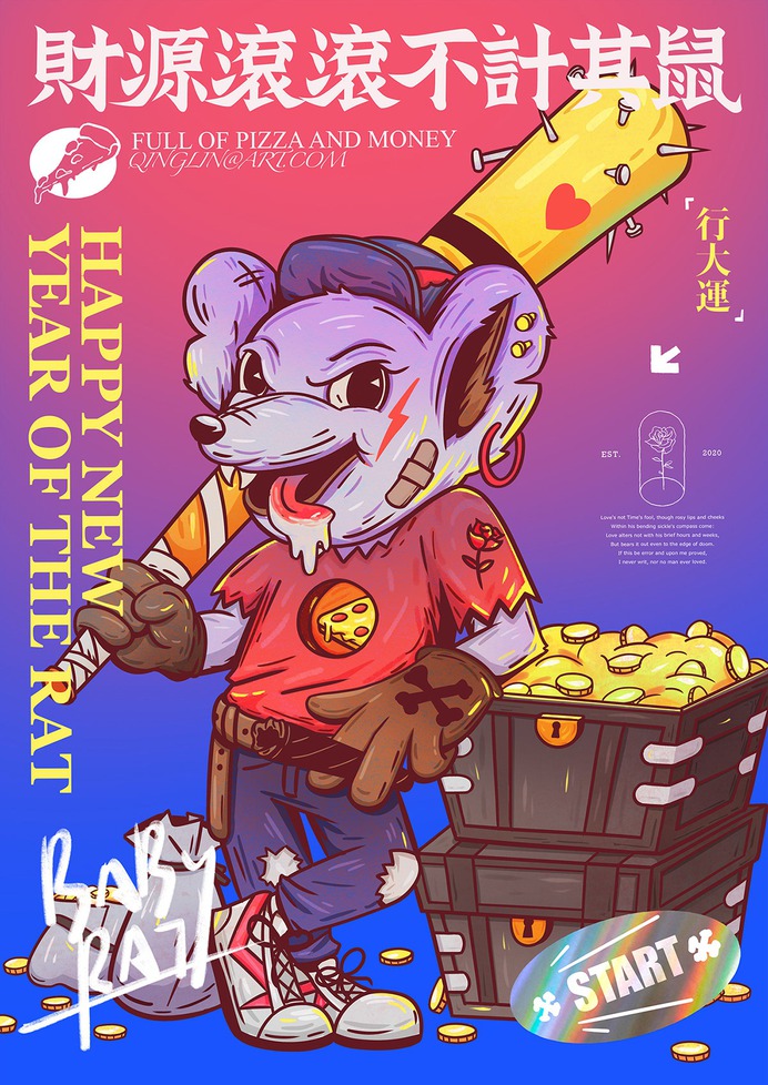 Happy New Year Of The Rat – CUPID BLUE POSTER
