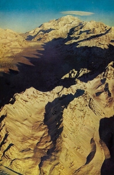 Sunset view of Mount McKinley in Alaska National Geographic | June 1956 #aerial #geographic #alaska #nat #mickinley #photography #geo #national