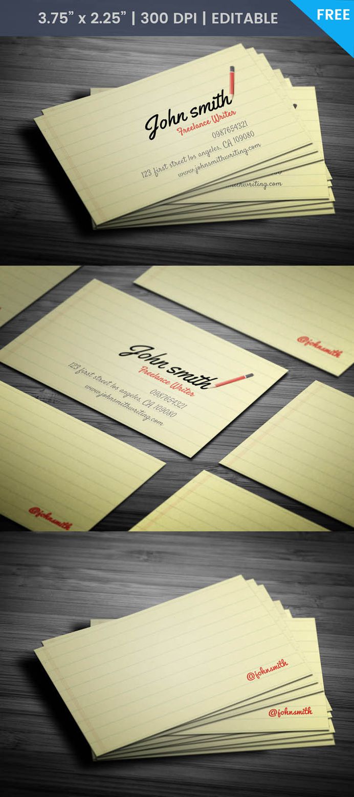 Free Freelance Writer Business Card Template