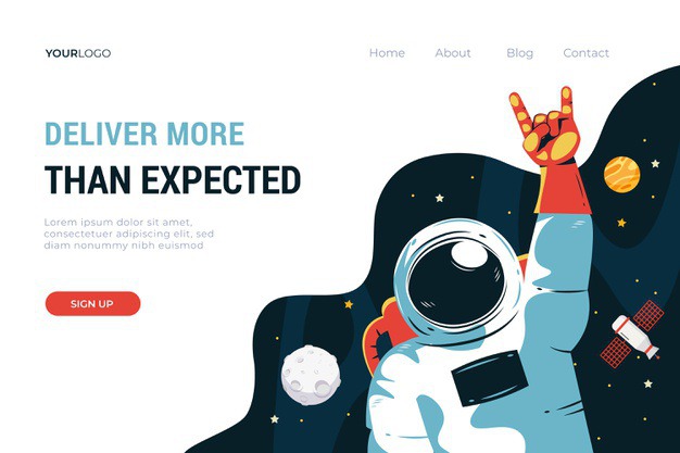 Landing page template of the universe Free Vector