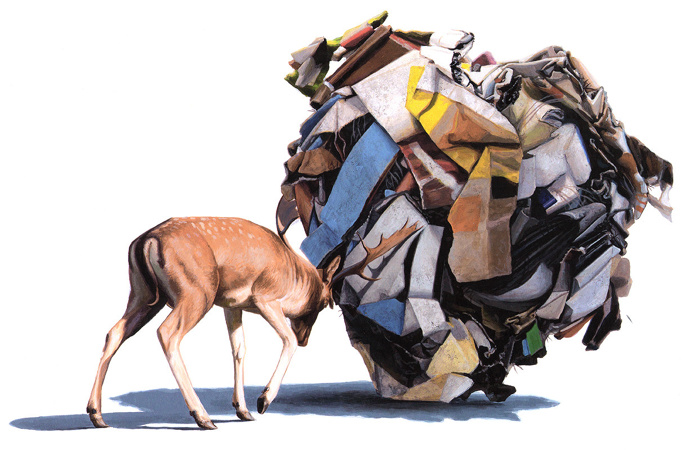 "The Cleaner" by Josh Keyes #deer #illustration