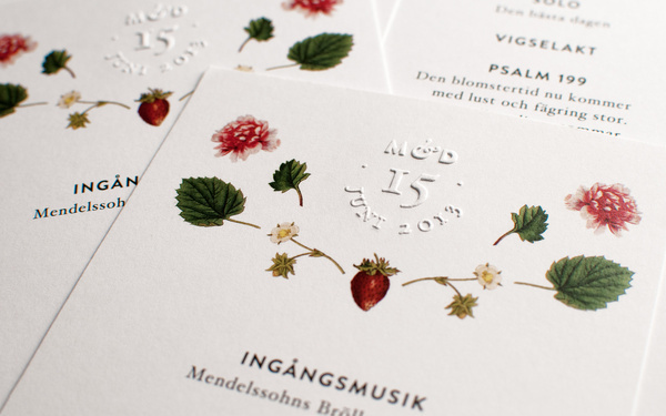 Wedding Program, by Cecilia Hedin #emboss #invitation #print #strawberry #flower #wedding