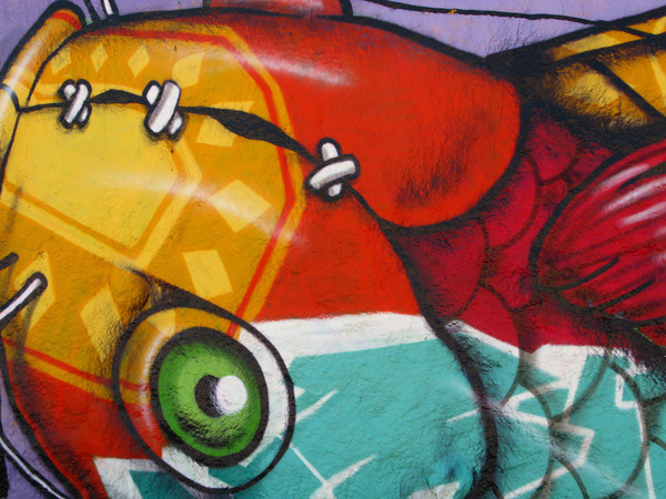 "Fishwall" Venice Beach #tumblr #photographie #painted #landscape #venice #audreyevrard #polacolor #colorful #tag #angeles #california #graff #color #cali #los #house #picture #fish #californie #fishwall #villa #beach