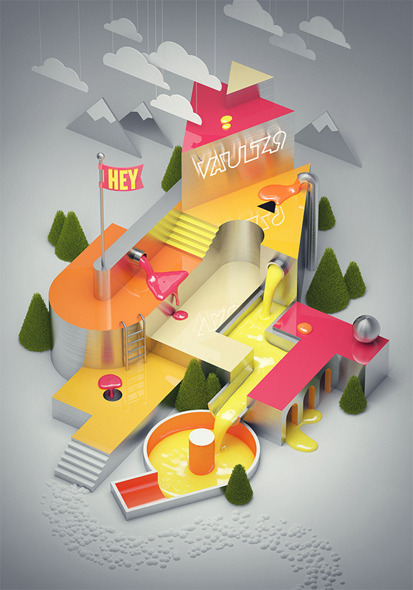 Vault49 on Behance #type #3d