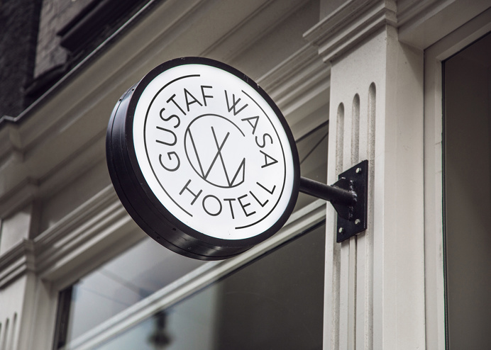Hotel, logo, logotype, typography, round, wall sign, identity
