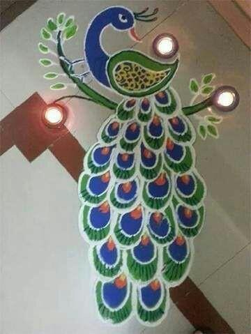 Peacock Rangoli design Image