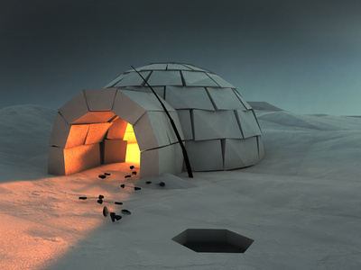 Cozy Igloo #igloo #cinema4d #north #snow #pole #ice #folding #paper #winter