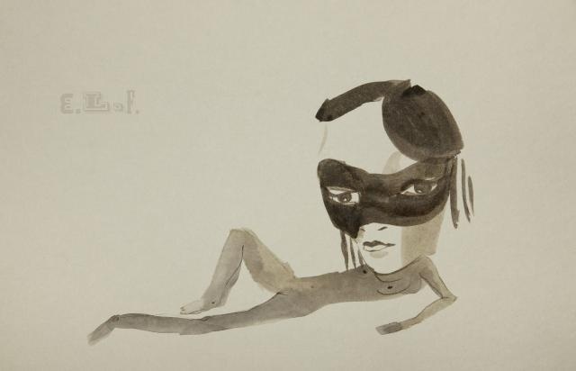 Michal Nesázal, Foggy Mountain, 2009 #ink #mask #girl