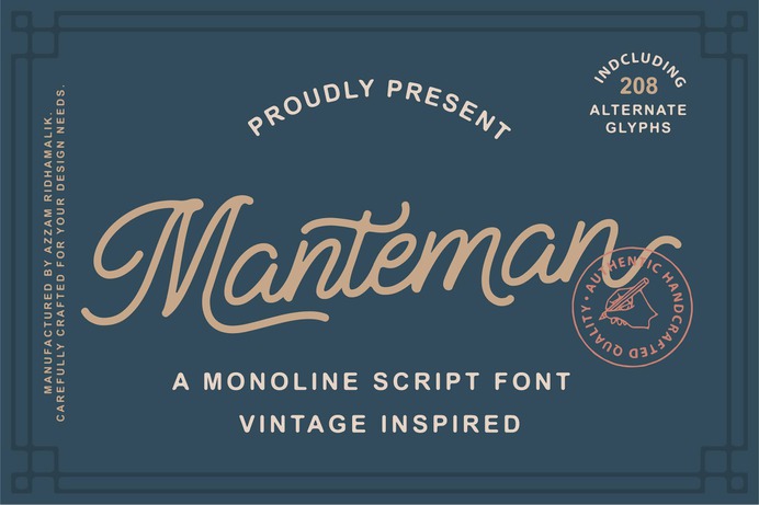 Manteman Font - Free Script Monoline Typeface