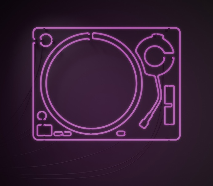 Neon Turntable Art Print at Søciety6 #turntable #technics1200 #neonsign #3dart #cinema4d #3drender #rickardarvius