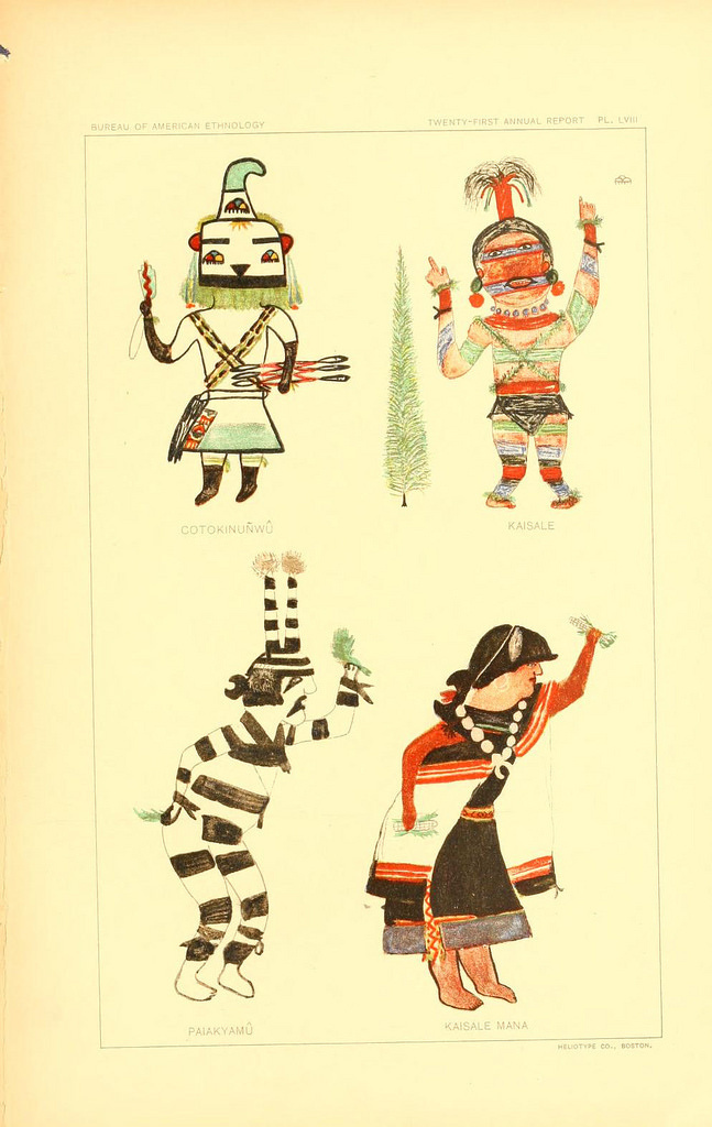 Hopi Drawings of Kachinas (1903) #vintage #drawing #illustration #art #colorful #indian #ancient #character