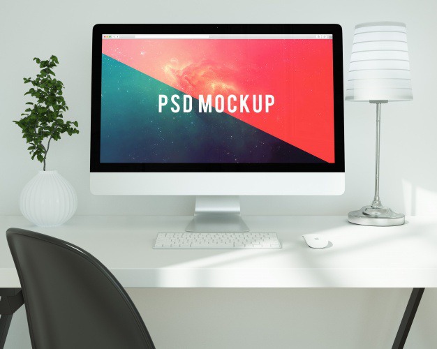 Computer on white desk mock up Premium Psd. See more inspiration related to Mockup, Computer, Template, Web, Website, White, Mock up, Desk, Templates, Website template, Mac, Screen, Mockups, Up, Computer screen, Web template, Realistic, Real, Web templates, Mock ups, Mock and Ups on Freepik.