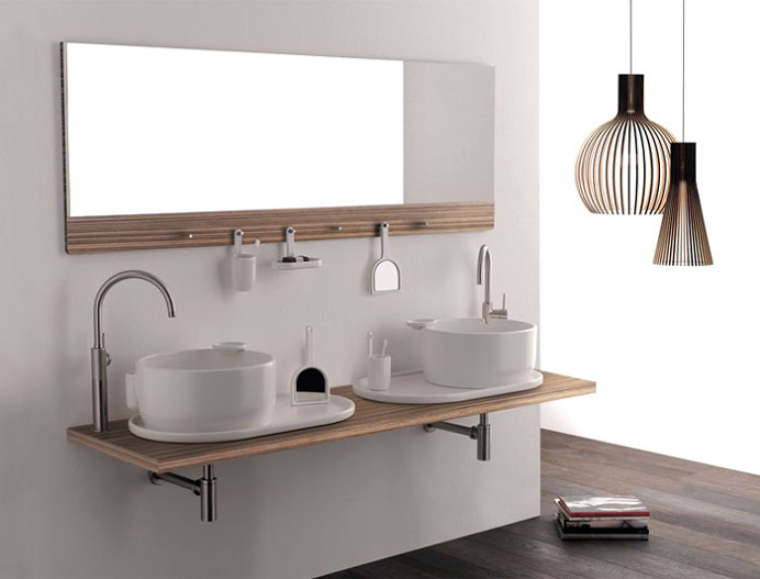 Wall Mounted Double Washbasin Cabinet Ukiyo-e - #bath, #interior, #decor, home, bathroom