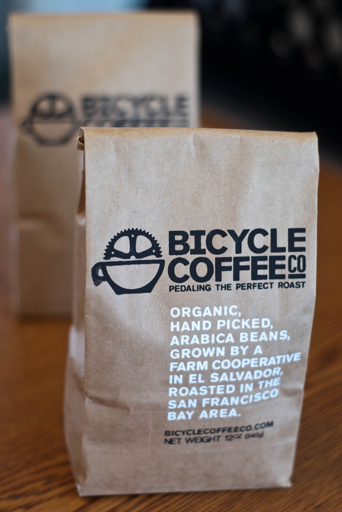 Screen-printed Bicycle Coffee bags, the third iteration