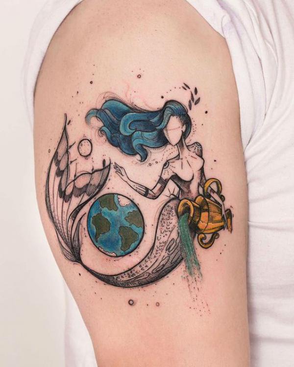 #Aquarius #mermaid #tattoo