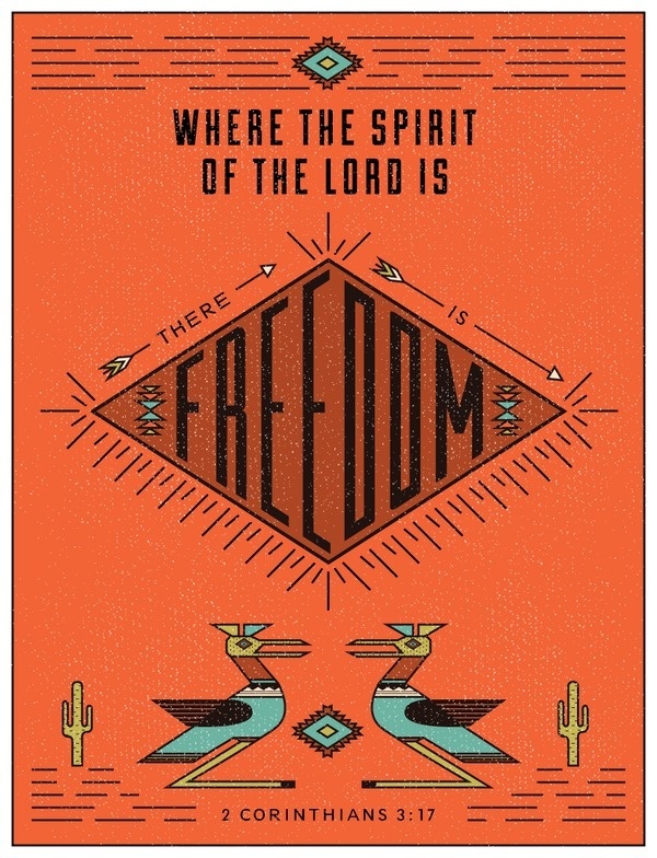 9/52: 2 Corinthians 3:17 #vector #line #design #graphic #texture #bird #freedom #triangles #southwest #type #cactus #typography