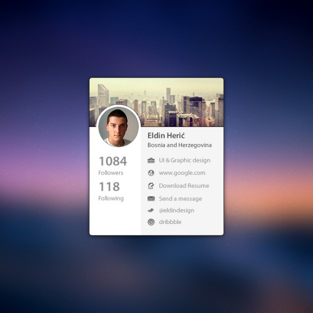 Personal blog with avatar Free Psd. See more inspiration related to Avatar, Profile, Information, Psd, Blog, Material, Interface, Personal, Vertical and Psd material on Freepik.