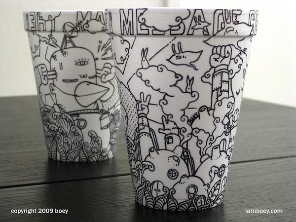 CJWHO ™ (Amazingly Detailed Illustrations Drawn on Foam...) #cups #cheeming #design #foam #illustration #drawn #boey #art #coffee